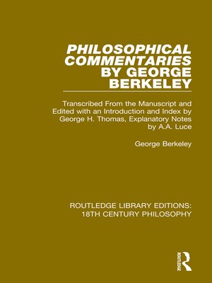 cover image of Philosophical Commentaries by George Berkeley